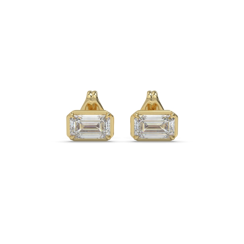Prong set emerald cut studs